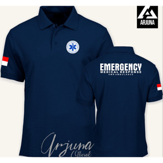 เสื้อโปโล คอปก AMBULANCE แบบที่ 1 EMERGENCY MEDICAL RESPONSE AMBULANCE ฟรีชื่อล่าสุด Distro