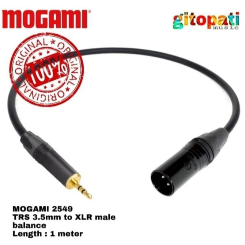 Mogami 2549 TRS 3.5 มม. ถึง XLR ตัวผู้ ยาว 1 เมตร