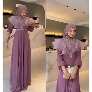 Meghans ชุดเดรส GAMIS DRESS MC SIZE M L XL XXL APK ORGANZA MAROON สไตล์ร่วมสมัย สําหรับผู้หญิง