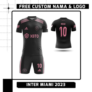 เสื้อกีฬาแขนสั้น คอวี ลายทีมชาติฟุตบอล Inter Miami 2023