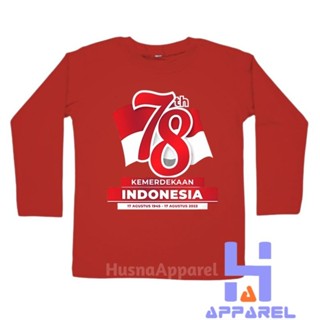 เสื้อยืดแขนยาว ลาย Indonesian Independence August 17th สําหรับเด็ก