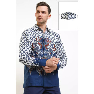 เสื้อเชิ้ตแขนยาว ผ้าฝ้าย พิมพ์ลาย Krisna Batik Aaron สําหรับผู้ชาย