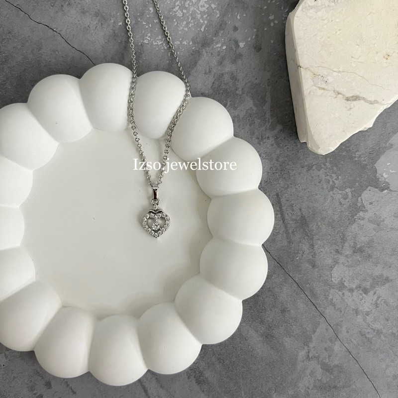 Izso Lesla สร้อยคอเงินป้องกันสนิมด้วยคริสตัล Cubic Zirconia