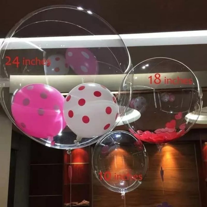 BOBO TRANSPARKENT PVC BALLOONS 18/24/36 INCHES