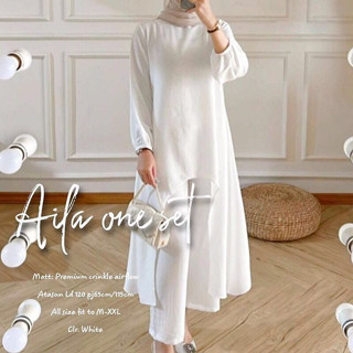 Aila ชุดสูทผู้หญิง ไซซ์ M L XL XXL วัสดุ CRINKLE AIRFLOW ผู้หญิง รุ่นใหม่ล่าสุด สีอิฐ สีขาว สีเหลืองอิฐ ฝุ่น ชุดเดียว จัมโบ้ ผู้หญิง สไตล์ร่วมสมัย เกาหลี ชุดเรียบง่าย ได้เสื้อผู้หญิง + กางเกงขายาว ไม่มี HIJA