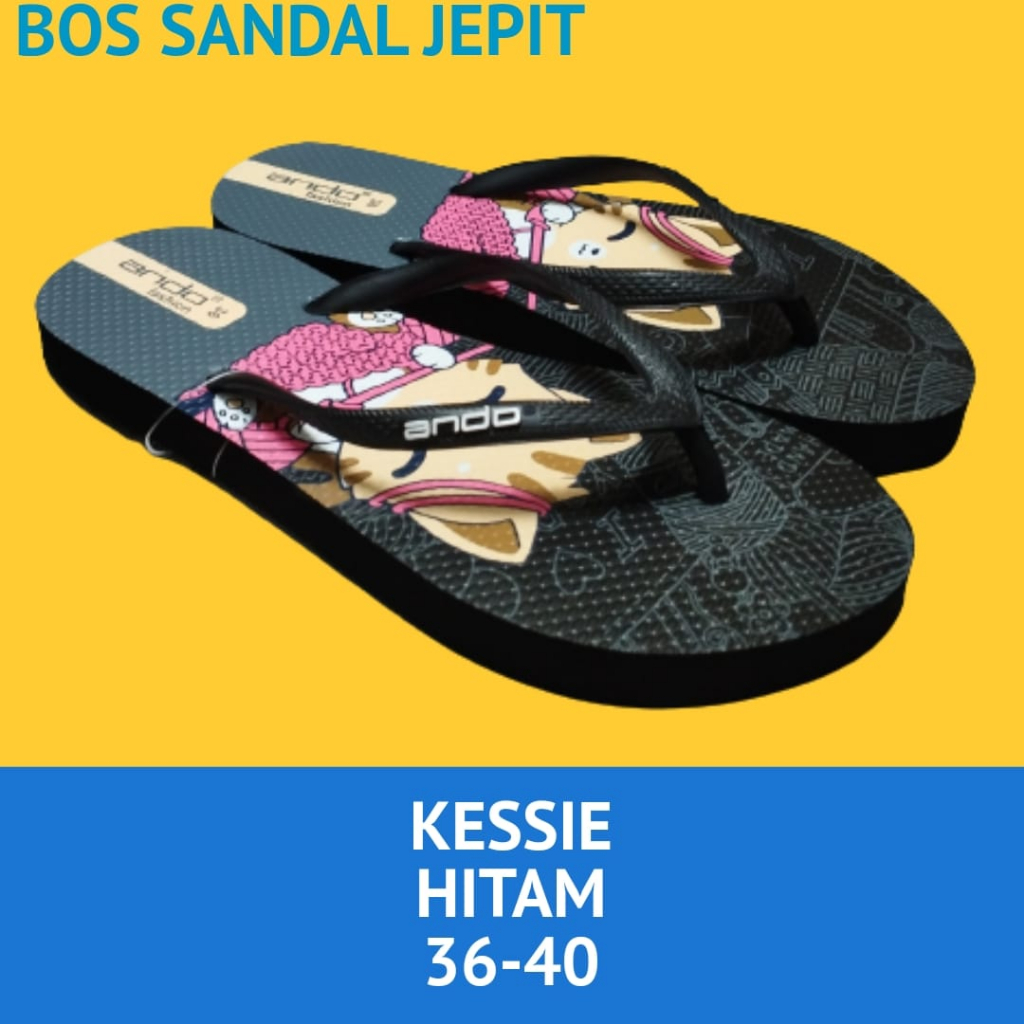 Hitam Ando KESSIE Black Slop Sandals ไซส์ 36-40