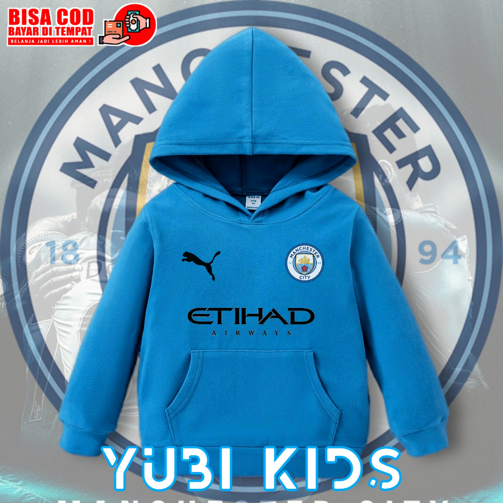เสื้อแจ็คเก็ตมีฮู้ดเด็กแมนยูซิตี้/เสื้อฮู้ดเด็กแมนยูซิตี้