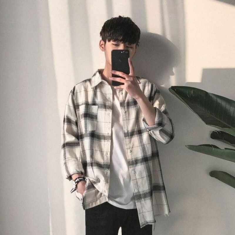 Kameja Flannel Shirt - Kayoon Plaid Flannel Shirt Men/ Women - เสื้อคู่รัก