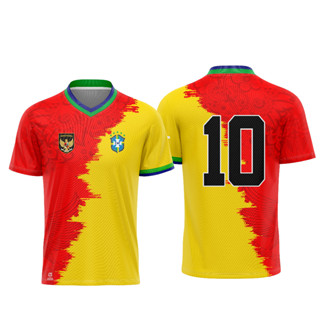 เสื้อกีฬาแขนสั้น ลายทีม Jersey Indonesia X Brazil Limited Edition