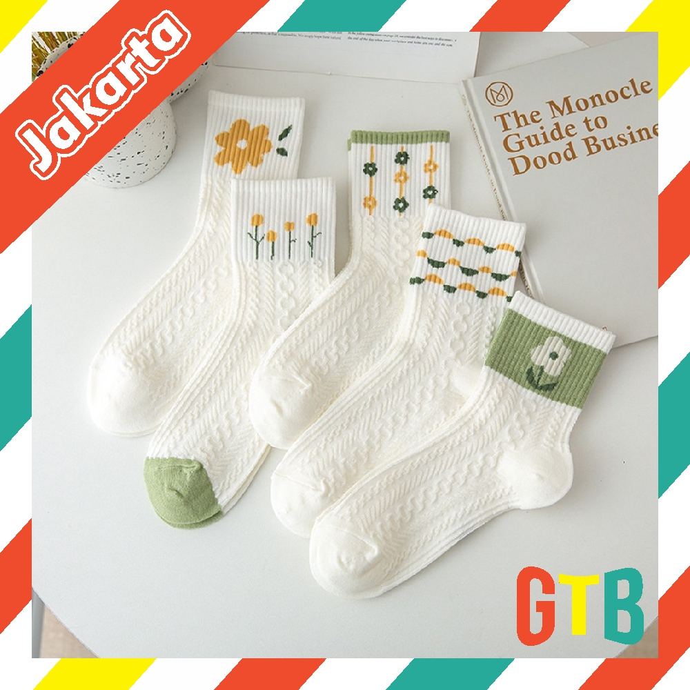 ฮิฮายู ❤️จีทีบี❤️ แฟชั่นเกาหลี Green Motif ถุงเท้าผู้หญิงผู้หญิงถุงเท้านําเข้า KK098