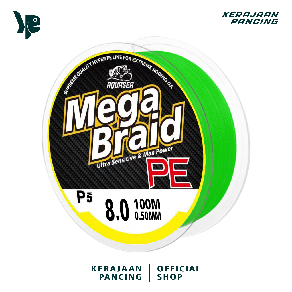HIJAU Fishing Kingdom - สายตกปลา PE Mega Braid สายตกปลา X4 สายตกปลาถัก 100M สีเขียว PE สายตกปลาอุปกร