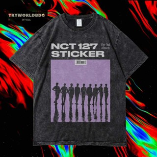 เสื้อยืด พิมพ์ลาย Tryworldbdg OFFICIAL "NCT127" | เสื้อเชิ้ต ซักได้ | หินล้าง | เสื้อยืด ขนาดใหญ่ | เสื้อยืด ลาย NCT127 THE 3RD ALBUM STICKER WASHING VINTAGE TEE