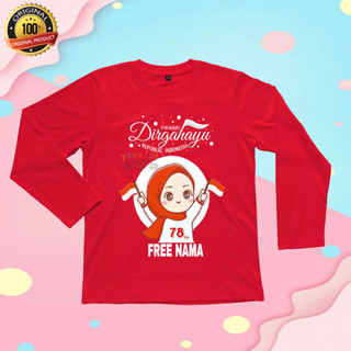(ฟรีชื่อ) เสื้อยืดแขนยาว พิมพ์ลายอินโดนีเซีย 78th สําหรับเด็ก