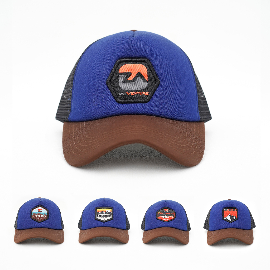Zarventure Trucker Hat 89 Navy Brown Foam Mesh Trucker Hat