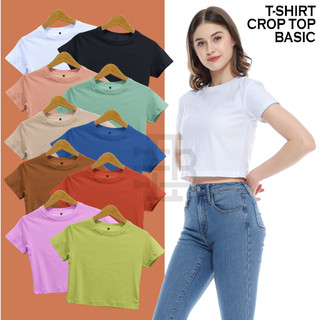 KS23 - CROP TOP POLOS TEBAL COTTON COMBED 24S PREMIUM BAJU CROP TEE TSHIRT KOREA FASHION WANITA