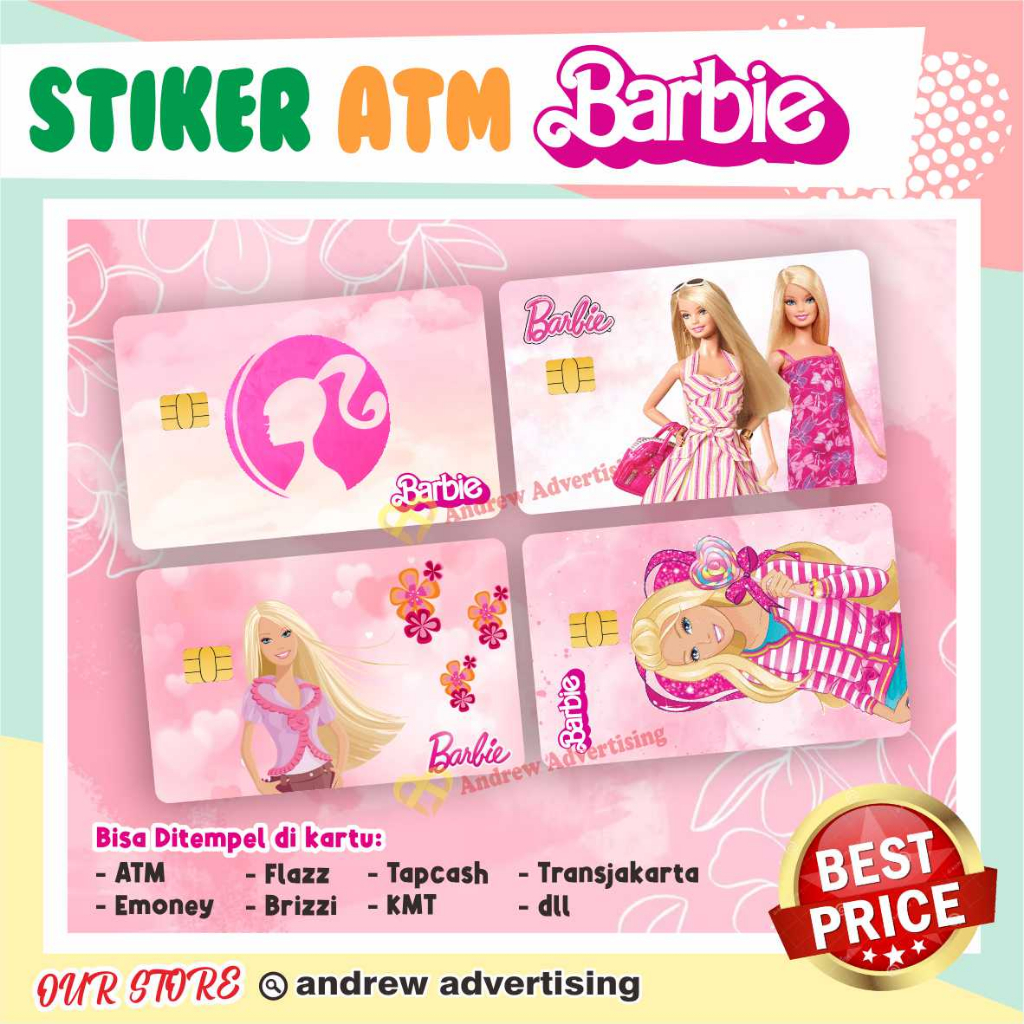 สติ๊กเกอร์ ATM รุ่น BARBIE | GARSKIN / ATM CARD STICKER / ATM CARD SKIN / DEBIT / CREDIT / EMONEY / 