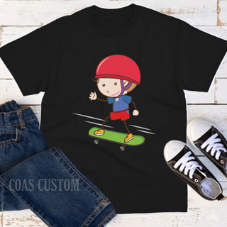 [ฟรีชื่อพิมพ์] เสื้อยืด พิมพ์ลาย skatebaord สําหรับเด็ก