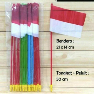 [20pcs] Bendera Tongkat Tangkai Merah Putih Plastik - Bendera Plastik Merah Putih Tangkai Pluit Bendera Hiasan Peringatan Dirgahayu Kemerdekaan 17an Agustusan
