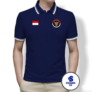 Putih เสื้อโปโล คอปก ลายโลโก้ สีขาว สไตล์อินโดนีเซีย และธงชาติอินโดนีเซีย สําหรับผู้ชาย 78Th