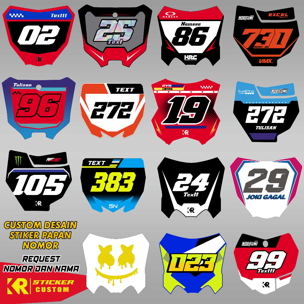 แผ่นตัวเลขสติกเกอร์ที่กําหนดเอง CRF RMZ KX KTM YZ KLX GORDON | ออกแบบขอ | สติกเกอร์กระดานตัวเลขดีไซน์ที่กําหนดเอง | สติ๊กเกอร์ KR
