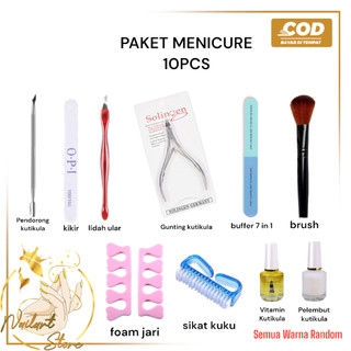 Paket nail art tools 10PCS menicure set kutikula Alat Pedicure Medicure/ perawatan kecantikan kuku
