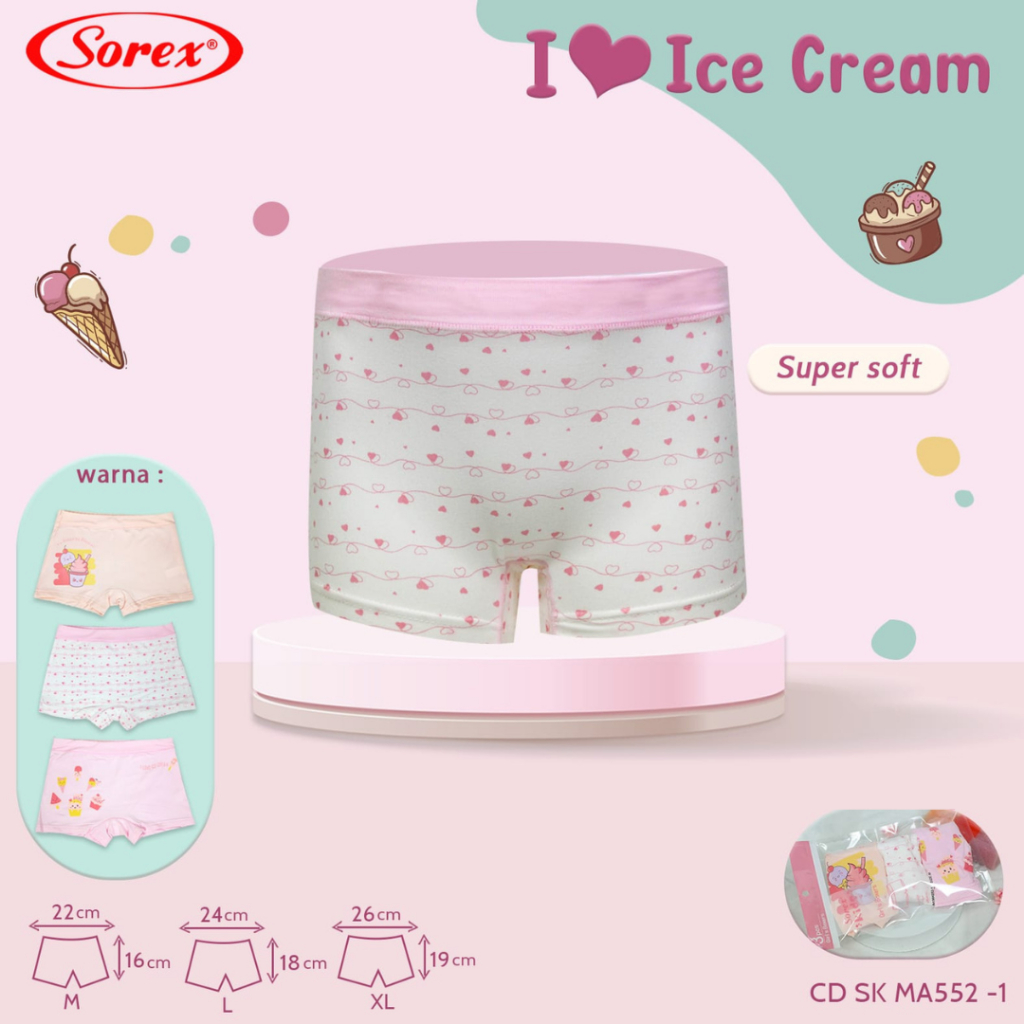 Sorex Kids Girl Boxer - กางเกงบ็อกเซอร์เด็กผู้หญิง
