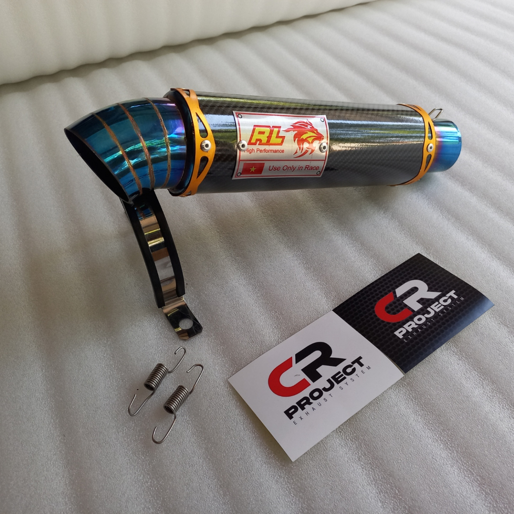 ท่อแข่ง RL Red Leo carbon หลอดดูปลายสีน้ําเงิน Exoz สแตนเลสสากล ทางเข้า 51 มม.