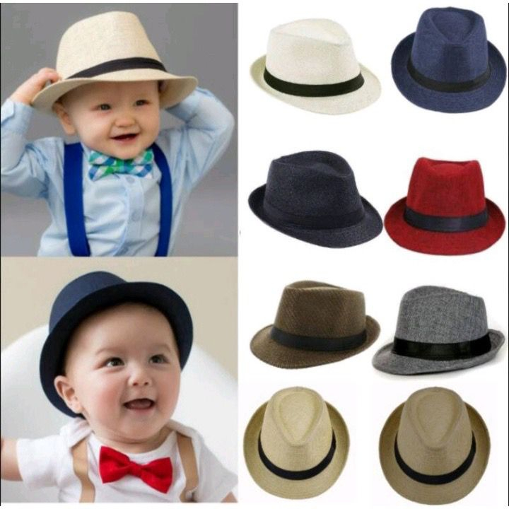 Hemp Fiber Boys Cowboy Hat/หมวก Fedora สําหรับเด ็ กรุ ่ นใหม ่