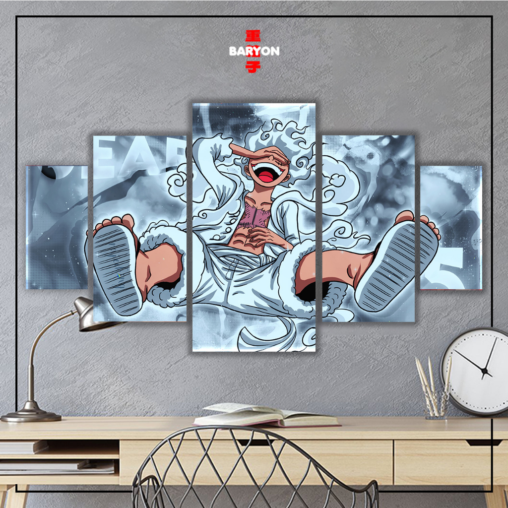Hiasan DINDING KAYU Baryon Wall Decor GEAR 5 LUFFY ONE PIECE 1 ชุด 5 ชิ้นอะนิเมะจอแสดงผลห้องโปสเตอร์ไม้ตกแต่งผนัง