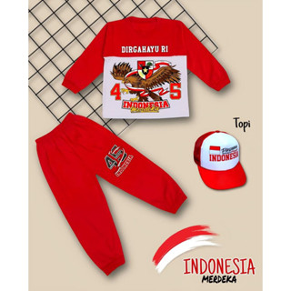 Putih MERAH Garuda ชุดเสื้อผ้ายาว สีแดง และสีขาว สําหรับเด็กผู้ชาย อายุ 1-10 ปี