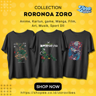 เสื้อยืด ผ้าฝ้าย พิมพ์ลายอนิเมะ One Piece Roronoa Zoro Combed 30s