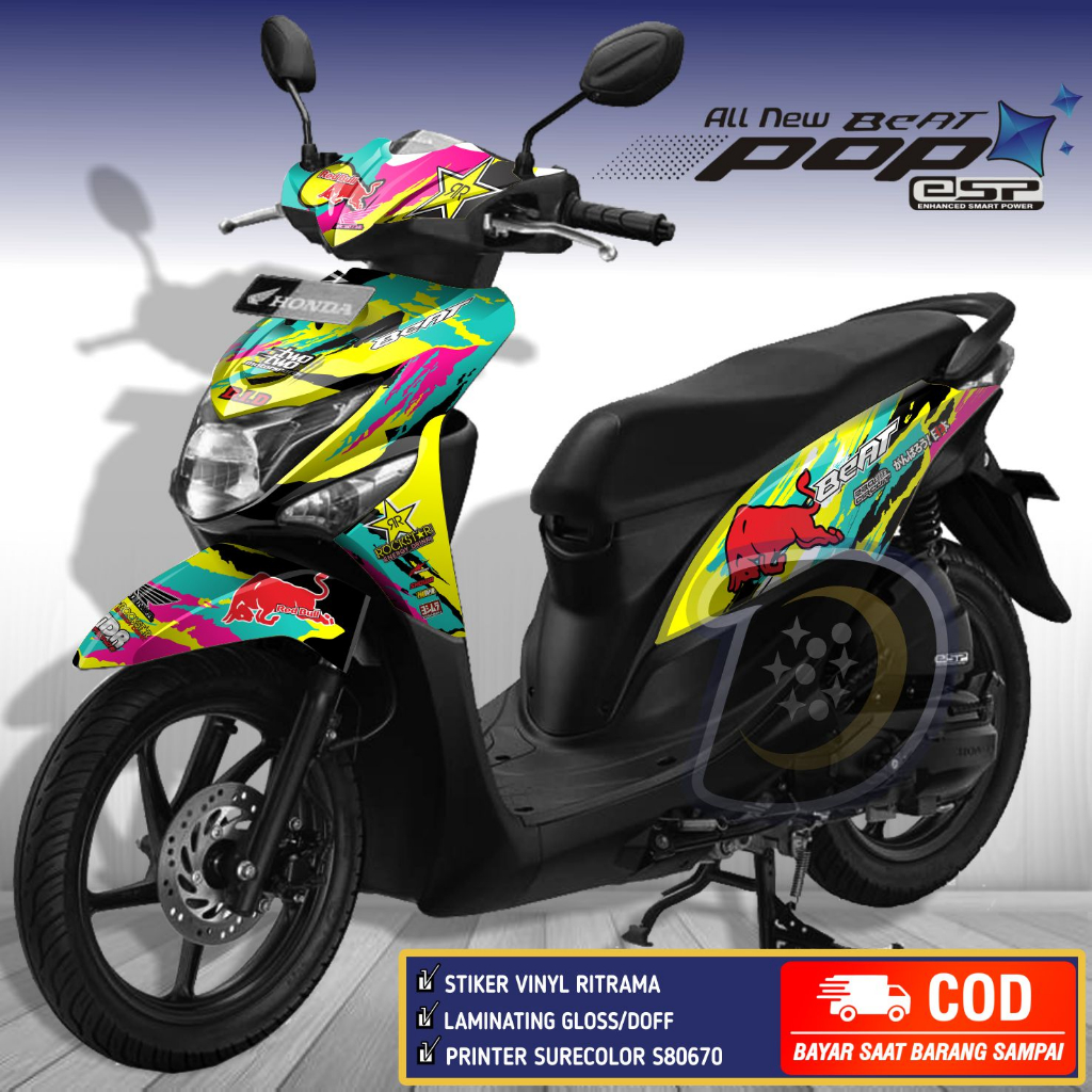 รูปลอกมอเตอร์ Beat Pop Striping Beat pop สติกเกอร์ Honda Beat Pop Road Race