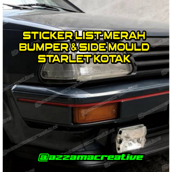 MERAH สติ๊กเกอร์ขึ้นรูปด้านข้างสีแดงและกันชนสําหรับ Toyota Starlet