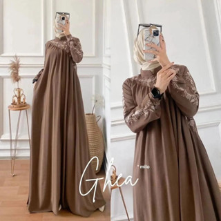 Gamis TERBARU ชุดเดรส ปักลายดอกไม้ สีทอง หรูหรา เรียบง่าย สําหรับผู้หญิง CB M L XL XXL LD 110