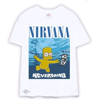 Putih เสื้อยืด nirvana White SIMPSONS NEVERMIND พรีเมี่ยม กลิ่นเหมือนวัยรุ่น