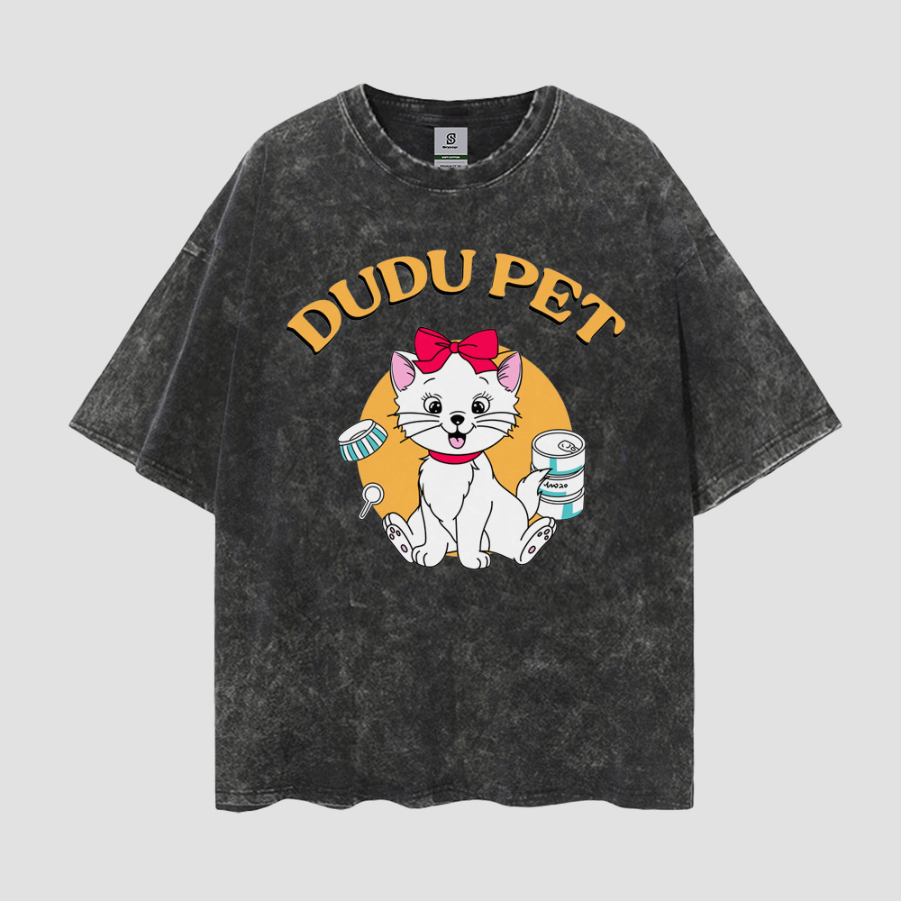 Dudu Pet Cute Vintage Style Oversize Washed Tee