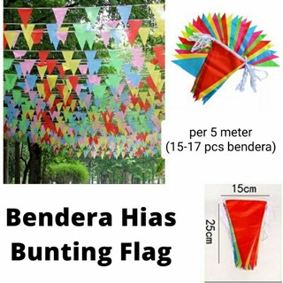 5 meter Bendera hias/ Bendera kain segitiga / Bunting flag /bendera hias renteng/bendera festival, pesta,karnaval / umbul umbul agustusan