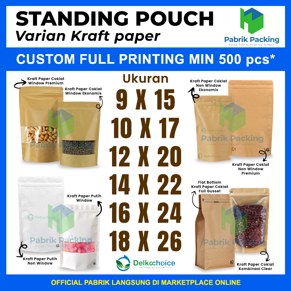 Delkochoice Ziplock Standing Pouch Packaging Kraft Paper Variant Unit