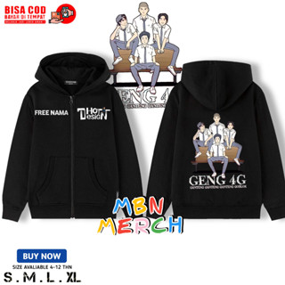 เสื้อกันหนาว มีฮู้ด แต่งซิป ลาย Gang 4G สําหรับเด็ก