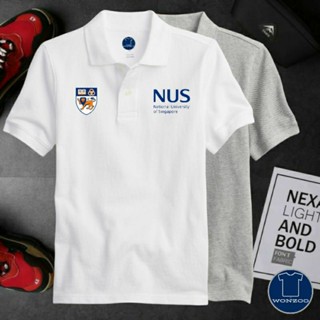 เสื้อยืดโปโล แขนสั้น พิมพ์ลาย Nus NATIONAL UNIVERSITY OF SINGAPORE คุณภาพสูง