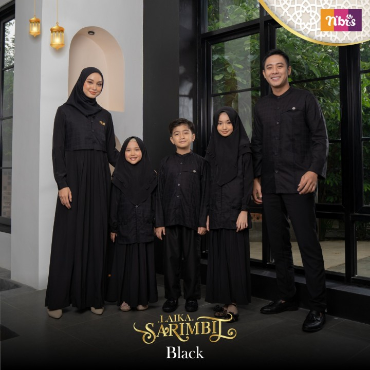 NIBRAS LAIKA เสื้อผ้าสีดํา/ NIBRAS ORI LAIKA BLACK 2023/ NIBRAS COUPLE FAMILY