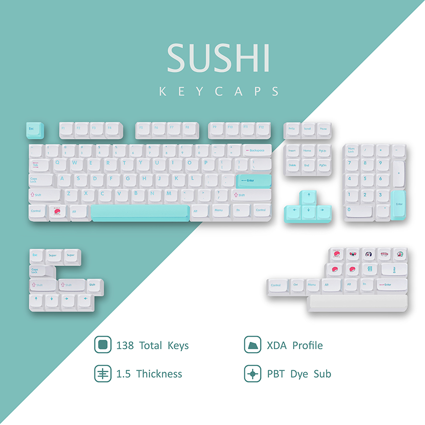 Keycaps XDA Profile Keycap วัสดุ PBT สําหรับคีย์บอร์ดสี Sub