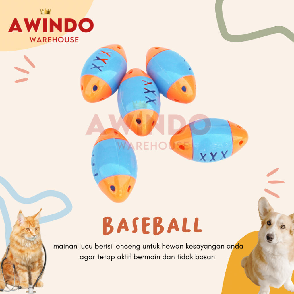 RUGBY - Interactive Rugby Baseball Ball Cat Bell Toy