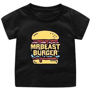 เสื้อยืดลําลอง ลาย MISTER BEAST BURGER สีบลอนด์ สําหรับเด็ก และผู้ใหญ่ อายุ 1-15 ปี