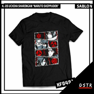 เสื้อเชิ้ตแขนสั้น ลายการ์ตูนนารูโตะ Sharingan Uchiha KF0491 สีดํา