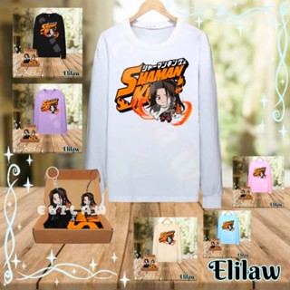 เสื้อยืดแขนยาว พิมพ์ลายอนิเมะ Hao Asakura Shaman King Kaos Antem Baju Simp สําหรับผู้ชาย (Xxl)