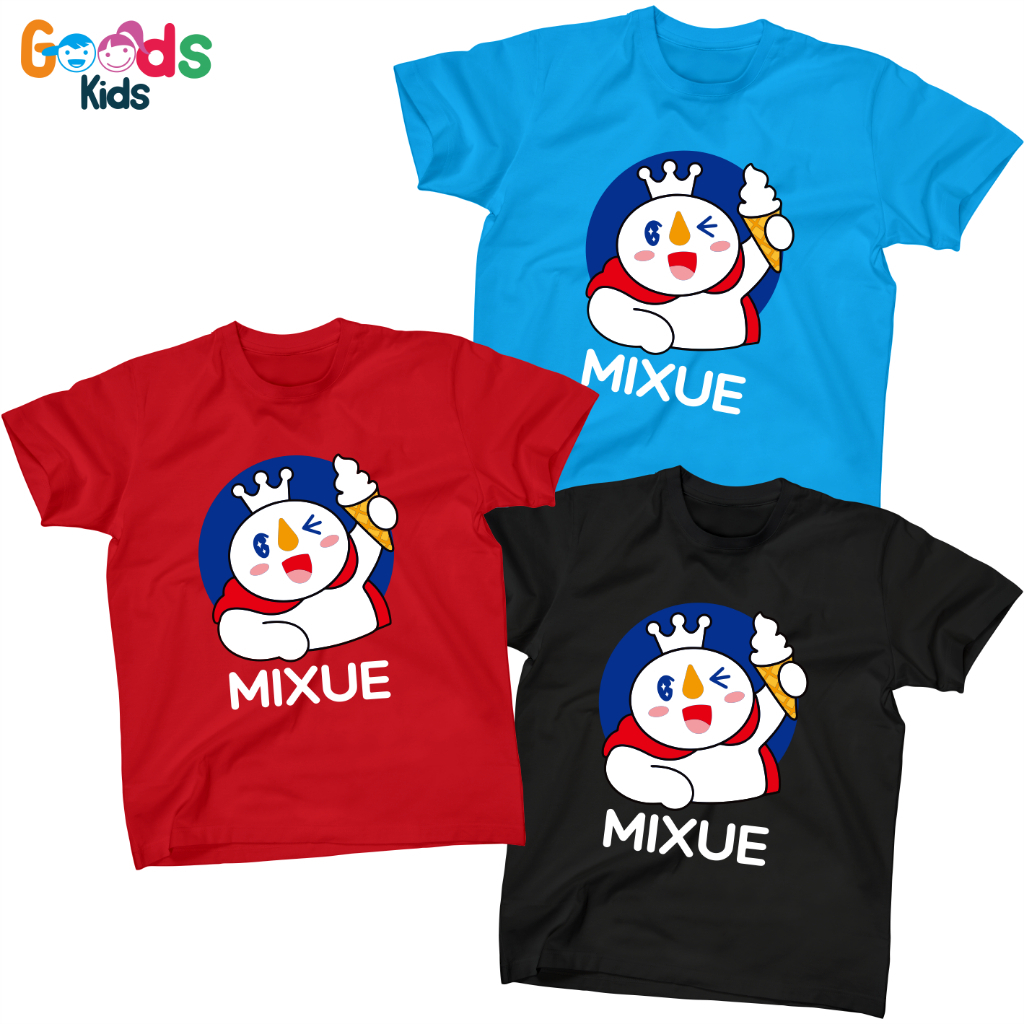 Hijau HITAM MERAH MIXUE สั้นเสื้อยืดเด็ก 2-12 ปี/MIXUE สั้นเสื้อยืดสําหรับชายและหญิง/MIXUE เสื้อยืดเ