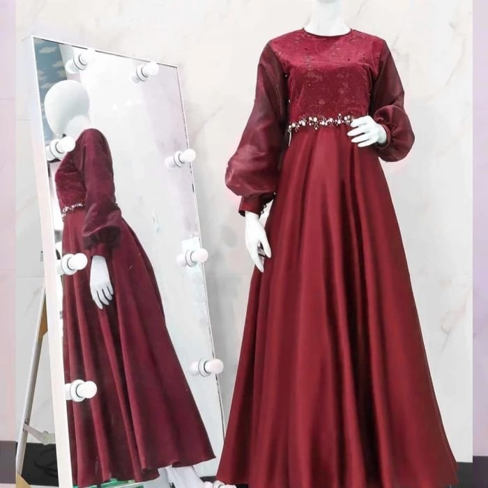 ใหม่ล่าสุด TSANIA BROKEN DRESS GAMIS TILE PEARL COMBI ORGANZA / GAMIS / PARTY MAXIDRESS / GRADUATION GAMIS / FORMAL GAMIS