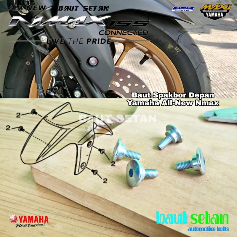 สลักเกลียวบังโคลนหน้า Yamaha Nmax Aerox Lexi Xmax ครบชุด