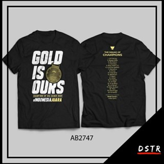 เสื้อกีฬาแขนสั้น ลายทีมชาติฟุตบอล Indonesian U22 Sea Games Champion 2023 VS Thailand AB2747 สีดํา